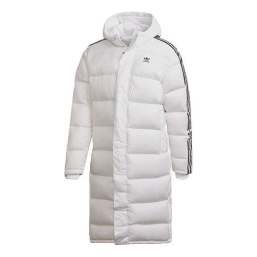 adidas originals Long Down Jkt Stay Warm Sports hooded Down Jacket White FL0008
