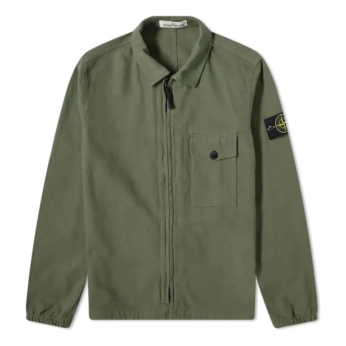 STONE ISLAND Garment Dyed Zip Shirt Overshirt 'Sage' 751510704-V0055