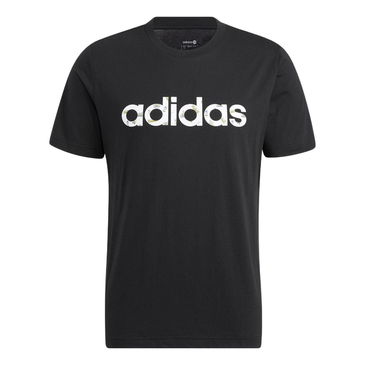adidas neo Logo Printing Solid Color Round Neck Breathable Short Sleeve Black HD4680