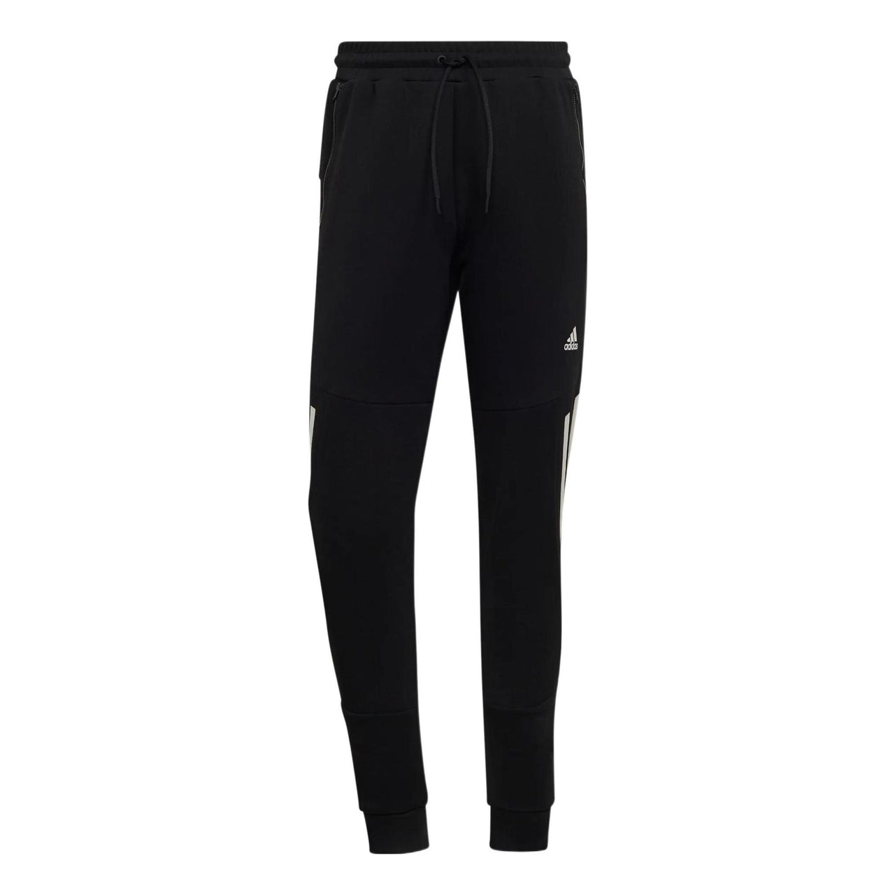 Men's adidas Solid Color Stripe Logo Elastic Waistband Bundle Feet Sports Pants/Trousers/Joggers Black HC5857