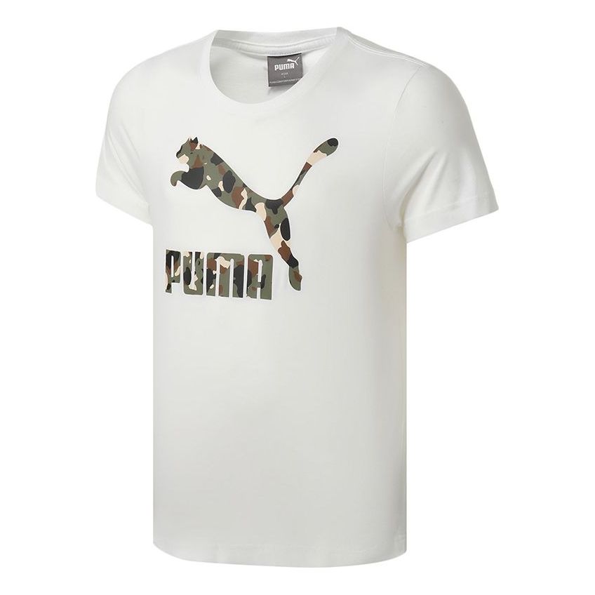 PUMA Logo Graphic T-Shirt 'White Green Black' 588012-02