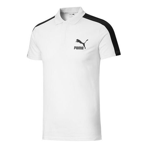 PUMA Iconic T7 Polo Shirt 'White Black' 598250-02