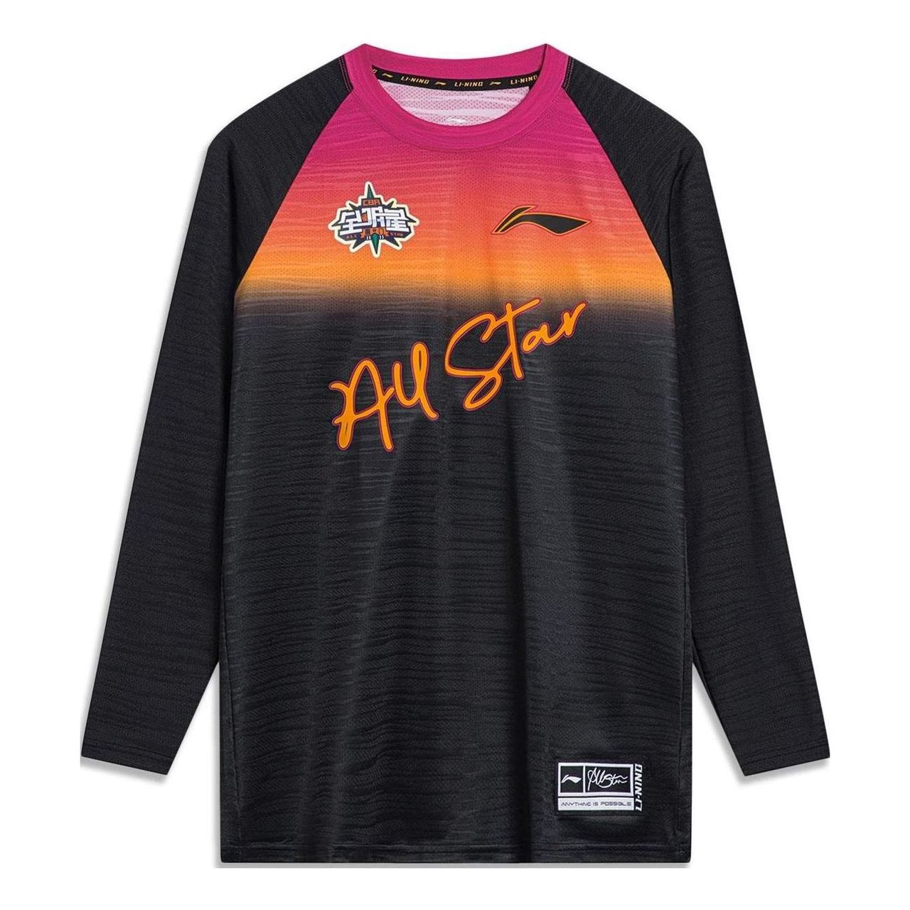 Li-Ning CBA All Star Game Graphic Long Sleeve T-shirt 'Black' ATLT069-1