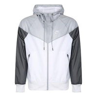 Nike Sports Windproof Colorblock Hooded Jacket Gray White Graywhite AR2192-100