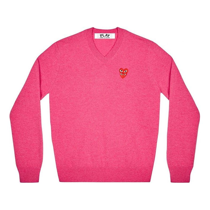 (WMNS) COMME des GARCONS PLAY V-Neck Pullover Red Emblem 'Pink' AZ-N073-051-4