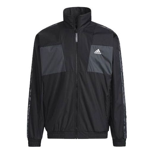 adidas limited Reversible Fleece Lined Colorblock Stand Collar logo Jacket Black HC0268