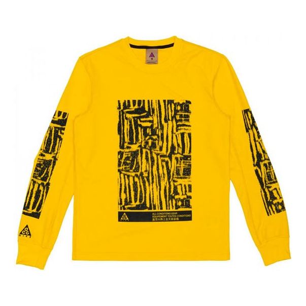 Men's Nike ACG Outdoor Sports Printing Round Neck Pullover Yellow BQ7205-728