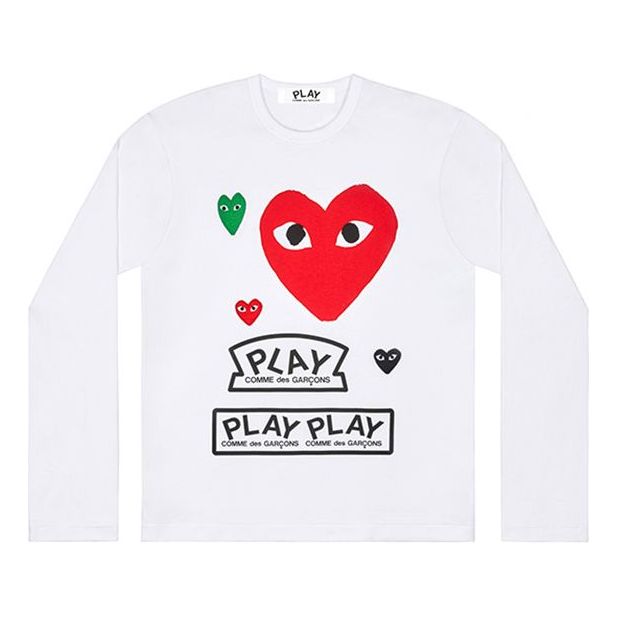 COMME des GARCONS PLAY Multi Heart L/S T-Shirt 'White Red' AZ-T284-051-1