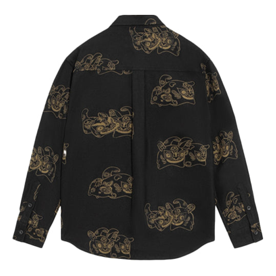 Li-Ning Gold Series Totem Full Print Loose Jacket 'Black Gold' ASHS007-2