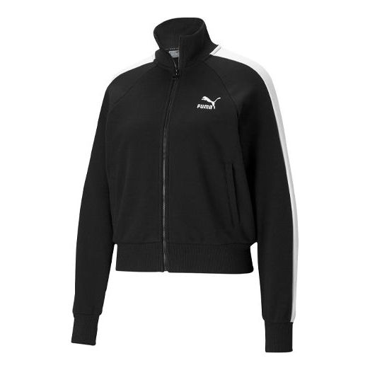 (WMNS) PUMA Iconic T7 Logo Printing Stand-up Collar Jacket Black 531411-01