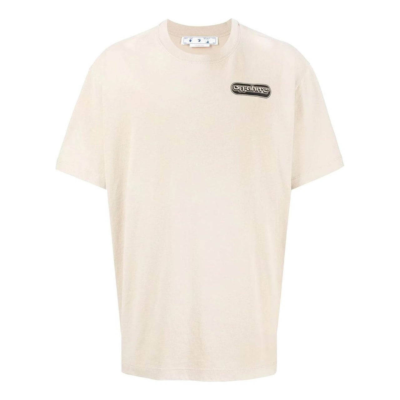Men's Off-White SS22 Logo Printing Short Sleeve Loose Fit Light Brown T-Shirt OMAA038S22JER0031710