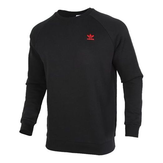 adidas originals logo Loose raglan sleeve Pullover Round Neck Black GD2540