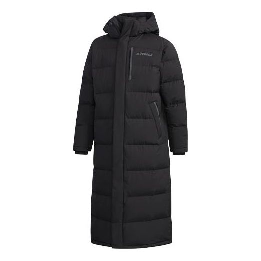 adidas Xplr Dwn Bench Stay Warm Solid Color mid-length hooded down Jacket Black FJ9241