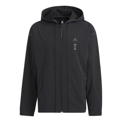 Men's adidas Wj Mh Wv Wb Athleisure Casual Sports Solid Color Hooded Woven Black Jacket HM2946