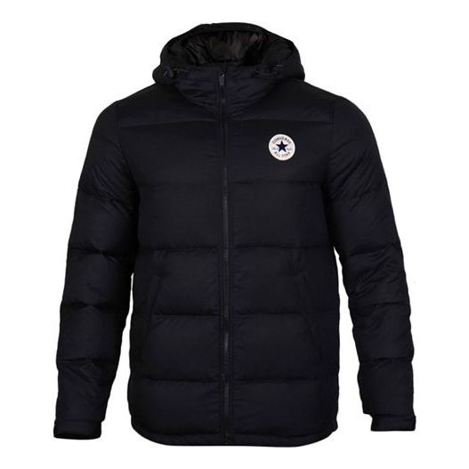 Converse Short Hooded Sports Down Warm Jacket 'Black' 10004603-A02