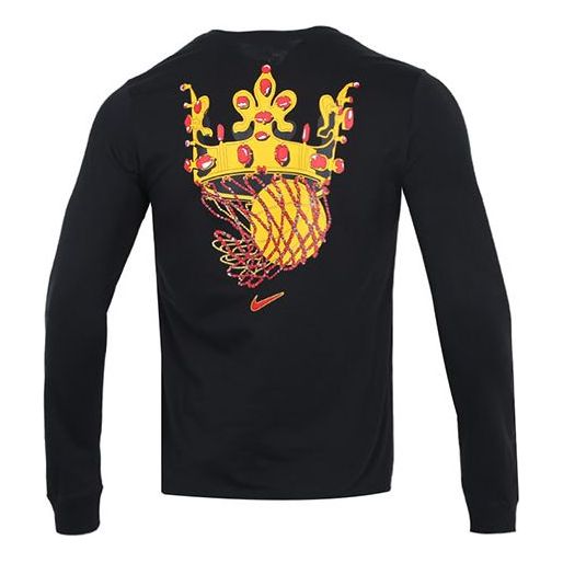 Men's Nike Lebron Sfg Basketball Sports Printing Round Neck Long Sleeves Black T-Shirt DN2906-010