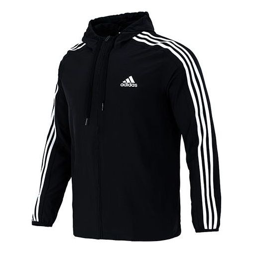Men's adidas 3s Wb Training Sports Hooded Logo Jacket Autumn Black GV5256