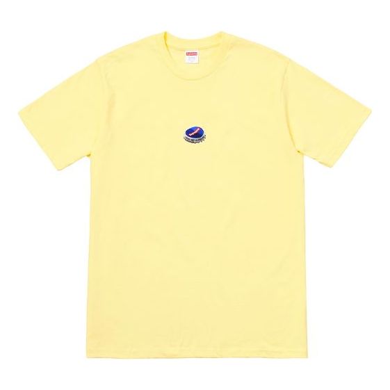 Supreme FW18 Bottle Cap Tee Pale Yellow Logo Tee SUP-FW18-032