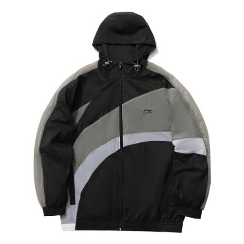 Li-Ning Logo Sports Windbreaker 'Black Grey' AFDR153-4