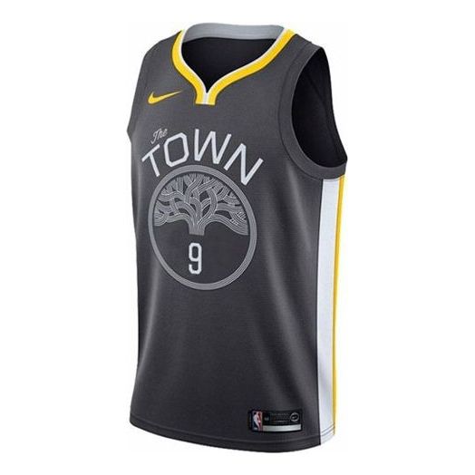 Men's Nike NBA Stripe Alphabet Printing Basketball Jersey/Vest SW Fan Edition Golden State Warriors No. 9 Coal Black 877205-065