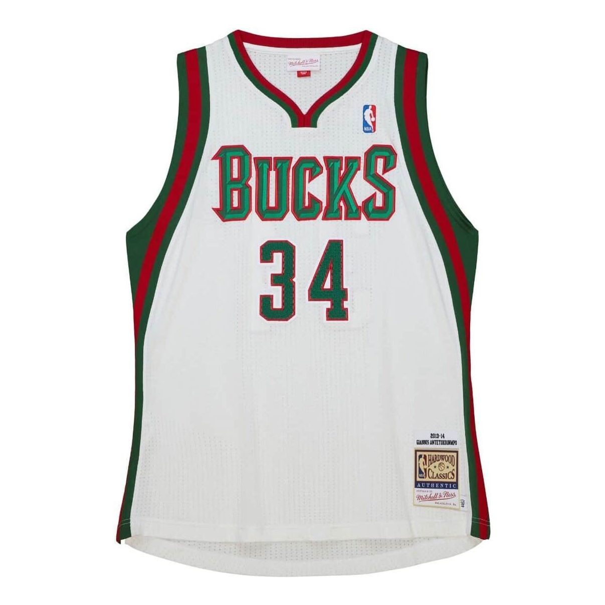 Mitchell & Ness x NBA Milwaukee Bucks Home 2013-14 Jersey 'Giannis Antetokounmpo 34' AJY45681-MBU13GANWHIT