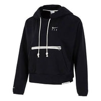 (WMNS) Nike Embroidered Logo Big Pocket Short Sports Hoodie Black DA6484-010
