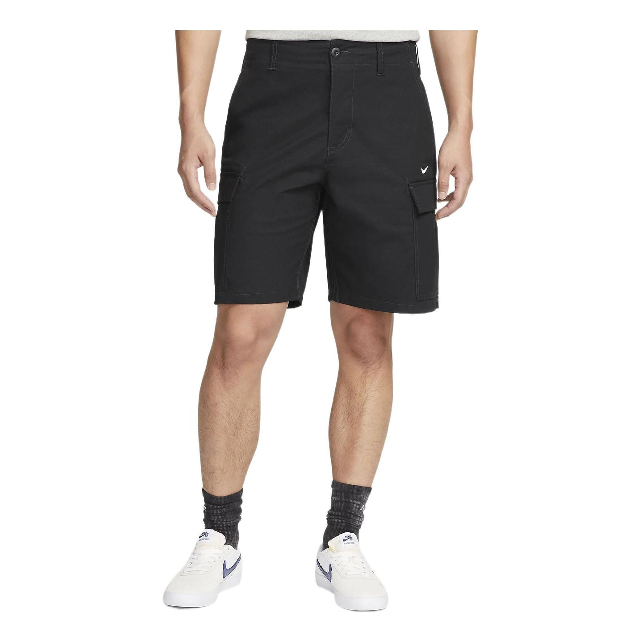 Men's Nike Solid Color Button Cargo Shorts Black DQ6293-010