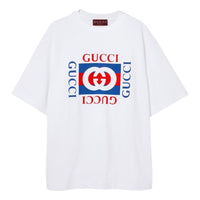 Gucci Cotton Jersey T-Shirt With Gucci Print 'White' 784361-XJGKA-9074