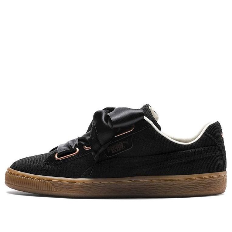 (WMNS) PUMA Basket Heart Corduroy 'Black Brown' 366729-04