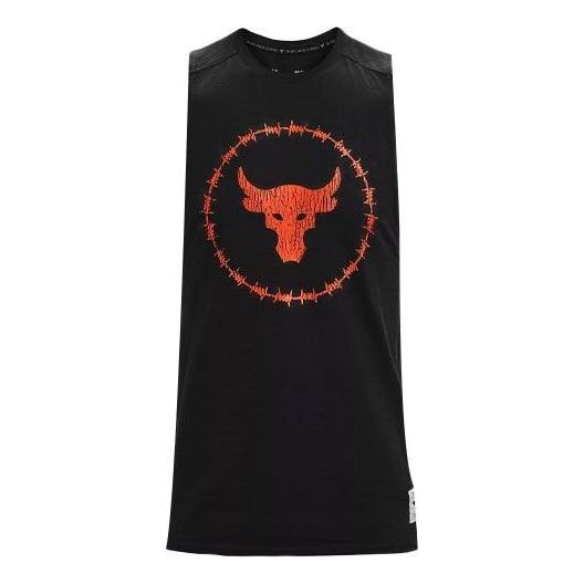 Under Armour Project Rock Charged Cotton Tank 'Black Orange' 1361623-001