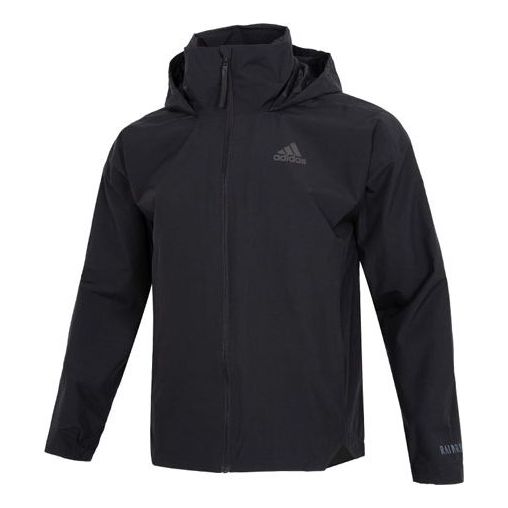 Men's adidas Traveer Rr J Athleisure Casual Sports Woven Solid Color Logo Stripe Hooded Jacket Black HG6016