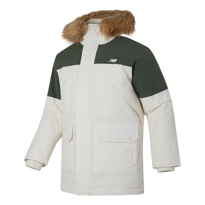 New Balance Warm Hooded Down Jacket 'White Black' AMJ34323-CIC