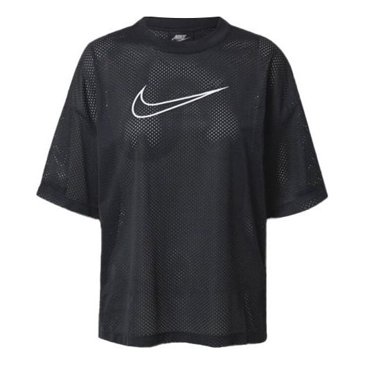 (WMNS) Nike Training Casual Sports Mesh Breathable Quick Dry Short Sleeve Black CK1457-010