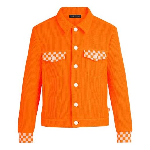 LOUIS VUITTON LV SS21 Lapel Checkered Jacket For Men Orange 1A8OZY