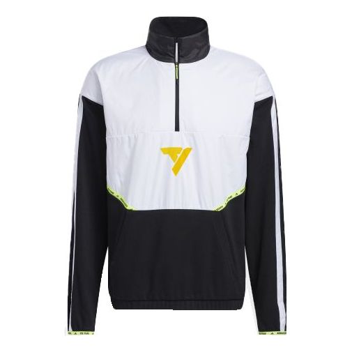 adidas Colorblock Half Zipper Basketball Sports Jacket Black GV4644