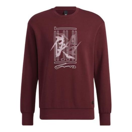 Men's adidas Wj Swt Logo Martial Arts Series Word Printing Sports Round Neck Pullover Red HE5162