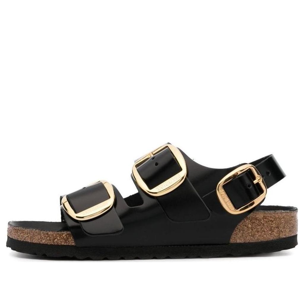 Birkenstock Milano Big Buckle Natural Leather Narrow Fit Sandals 'Patent High Shine Black' 1024211