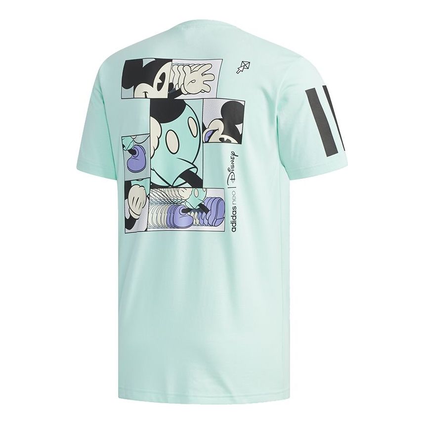 adidas neo M Mcky&mnn T1 Casual Sports Round Neck Cartoon Printing Short Sleeve Green EI4541