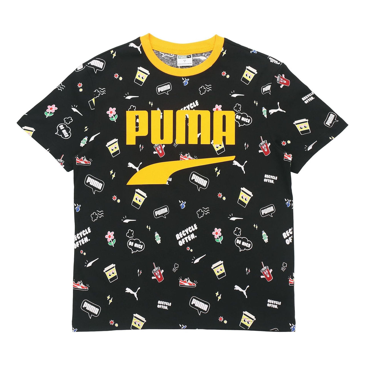 PUMA Awareness Aop Tee Sports Alphabet Printing Short Sleeve Black 532033-01