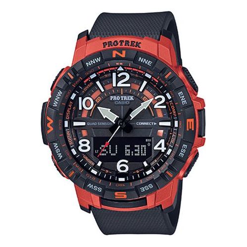 CASIO Mens Black/Red Analog/Digital Combo PRT-B50-4PR
