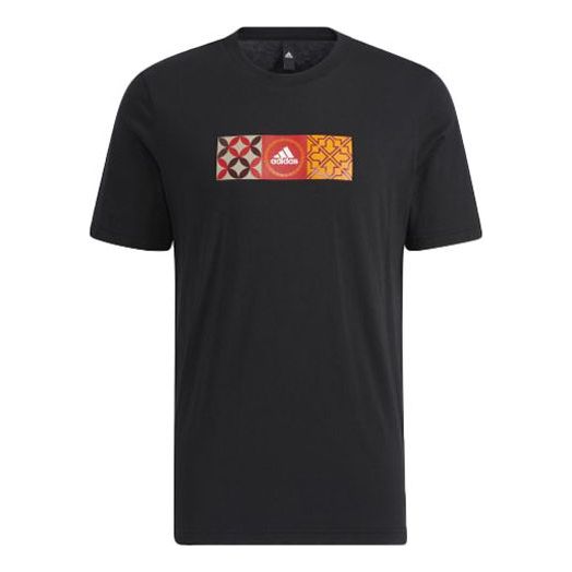 adidas CNY GFX TEE limited Pattern Printing Round Neck Sports Short Sleeve Black HI3290