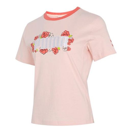 (WMNS) PUMA Logo Printing Round-neck Pink 532042-27