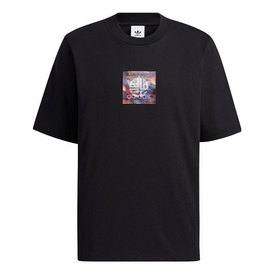 Men's adidas originals Printing Casual Sports Short Sleeve Black T-Shirt H09193
