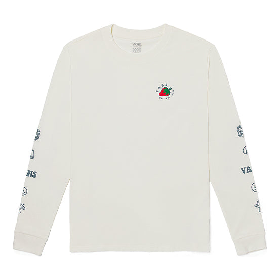 (WMNS) Vans Strawberry Printing Round Neck Pullover Long Sleeves Creamy White VN0A5F6AFS8