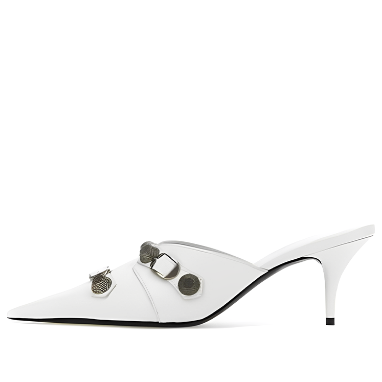(WMNS) Balenciaga Cagole Heeled Mules 'White Lambskin' 714253WAD4E9081