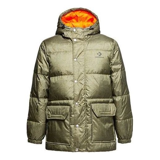 Converse Mid-length Printed Down Puffer Jacket 'Metallic Green' 10007262-A01