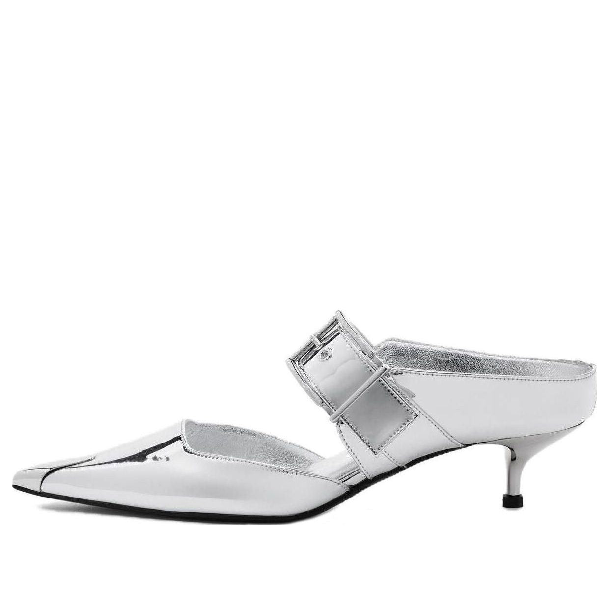 (WMNS) Alexander McQueen Punk Mules 'Silver' 780794W4WG18100