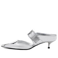 (WMNS) Alexander McQueen Punk Mules 'Silver' 780794W4WG18100