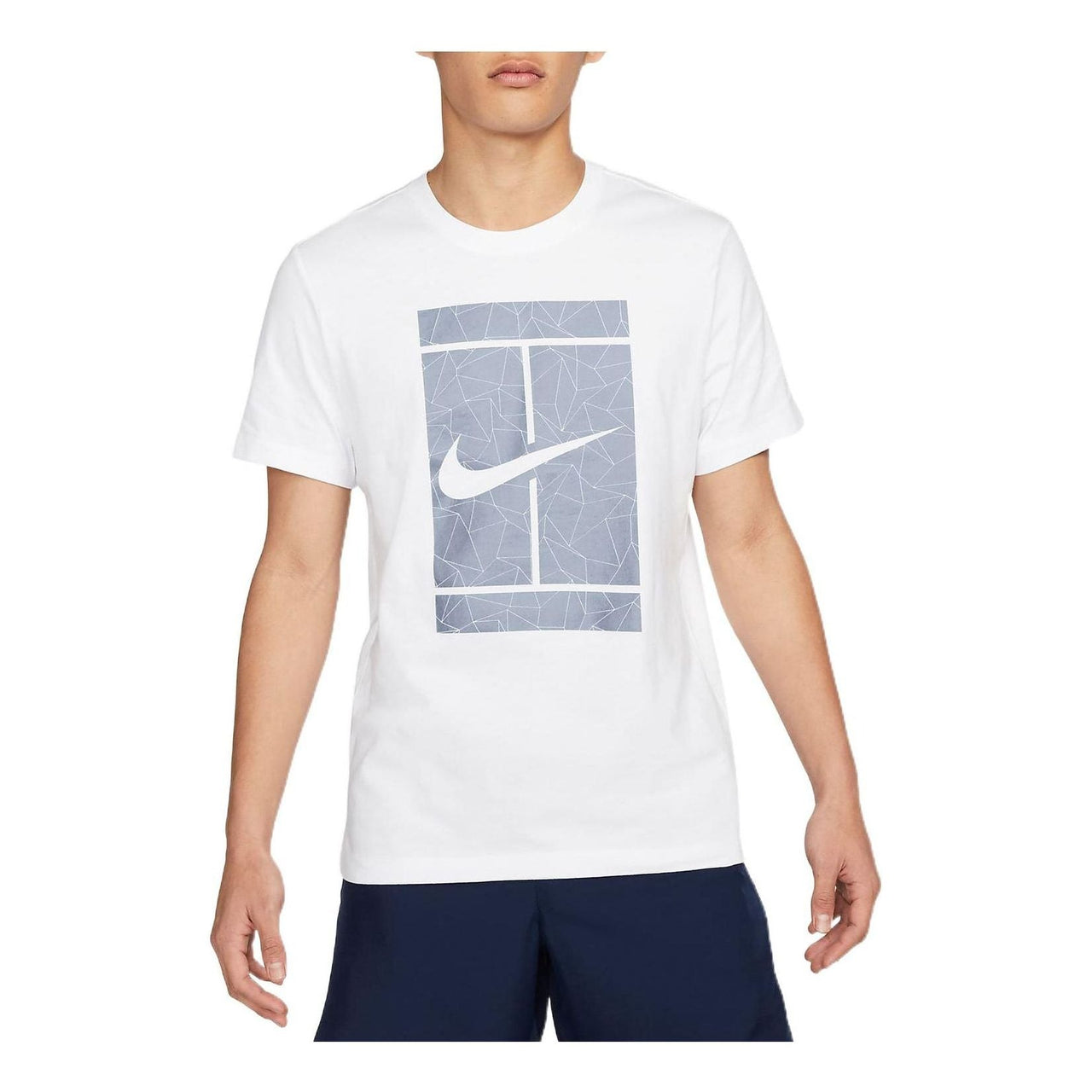 Men's Nike Large Logo Pattern Printing Round Neck Casual Short Sleeve White T-Shirt DD8406-101