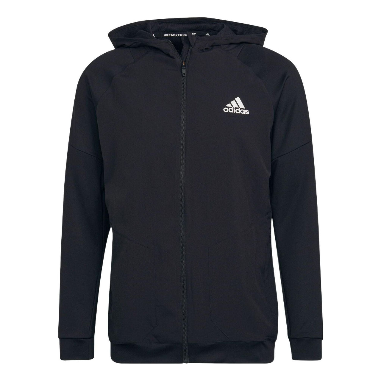 Men's adidas Casual Sports Hooded Zipper Jacket Japanese Version Black HA6366
